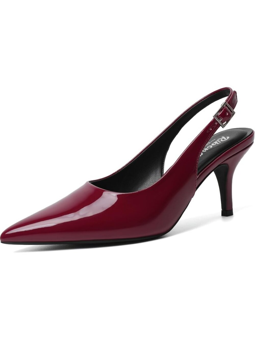 Women's Closed Burgundy Patent Peep Open Toe Heels Comfortable Slip Dress Shoes